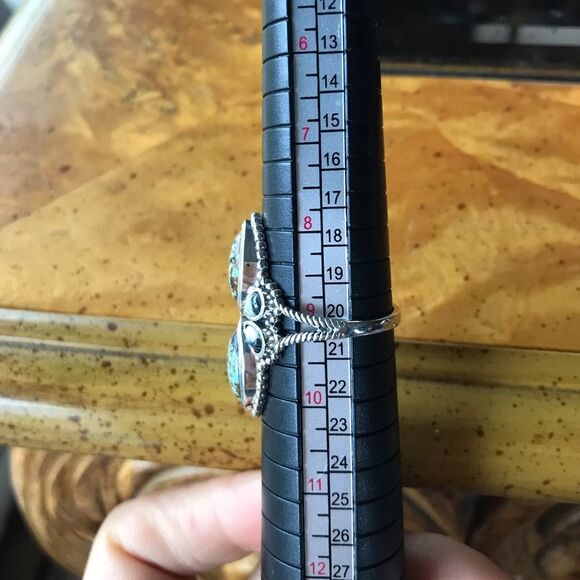 Natural White Buffalo Royston Blue Horizon Turquoise Sterling Silver Ring Size 9 - Picture 9 of 9